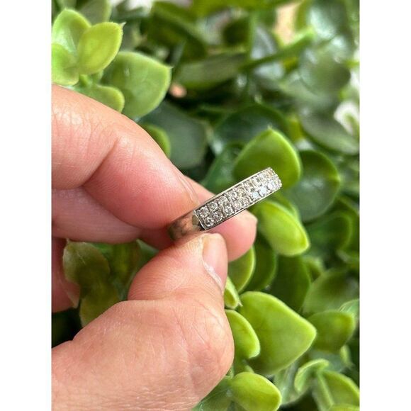 14k WG 2-Row Diamonds Band Ring - Picture 9 of 11